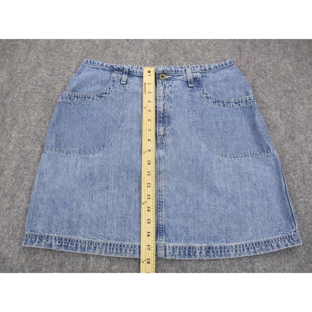 Levis Denim Skirt Womens 12 Light Wash Patch Pockets Zip Fly Vintage 90s Casual - Picture 5 of 16